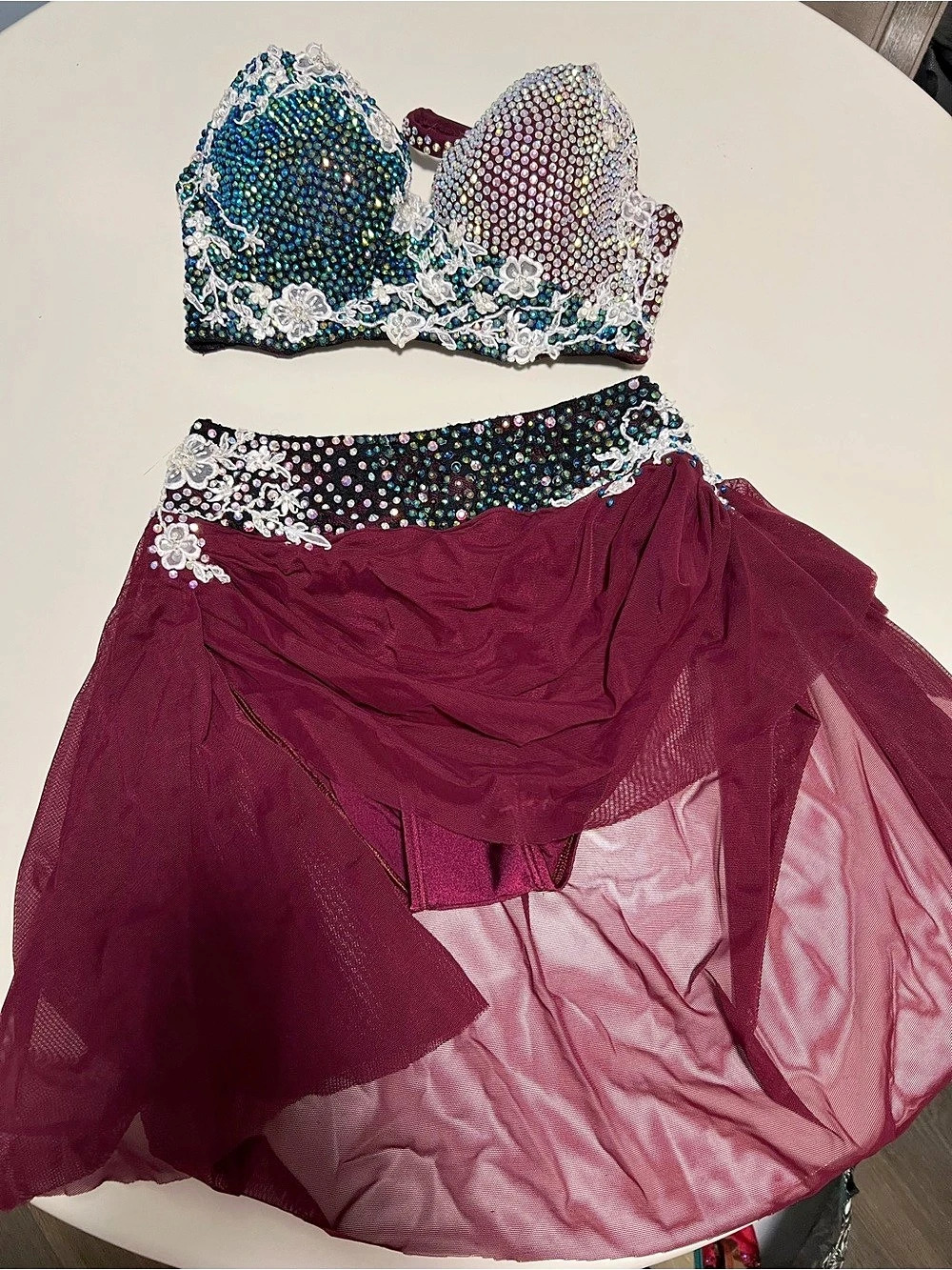 Burgundy Two-Piece Dance Costume